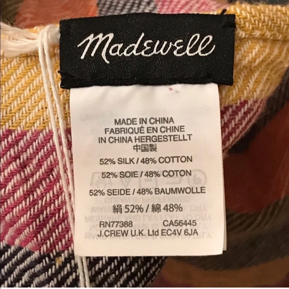 Madewell Silk Rainbow Stripe Cape Scarf NWT